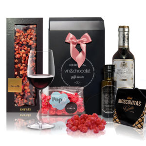 La caja del maridaje de vino con chocolate por Bronze & Mora